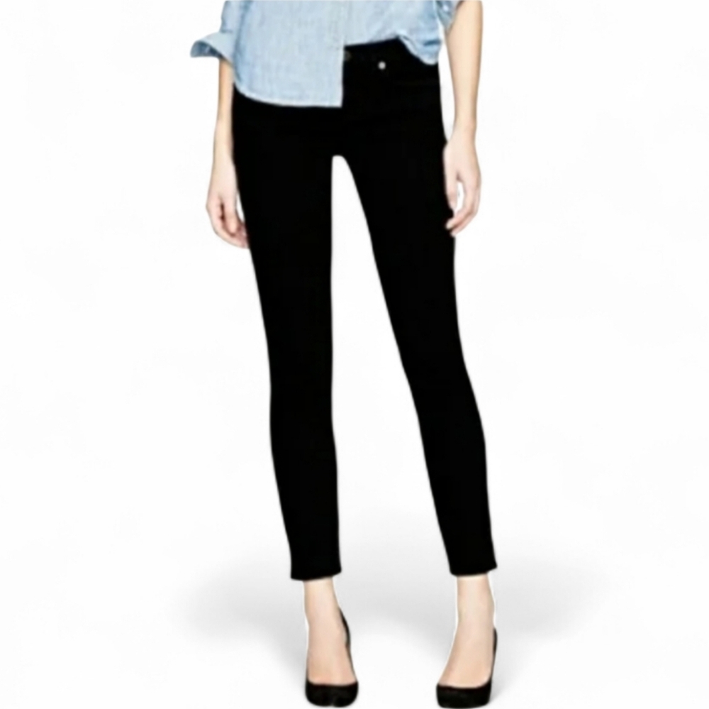 J Crew black pull on Preppy 9 " Rise Pull On toothpick stretchy ankle jeans siz…